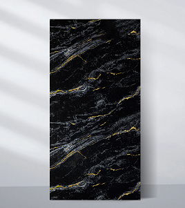 Midnight Gold Marble UV Protected PVC Wall Panel - 4x8 ft, Fireproof & Waterproof